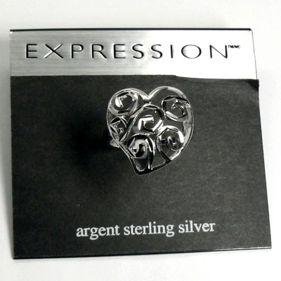 EXPRESSION Sterling SILVER Diamond-cut HEART Ring - Picture 5 of 5